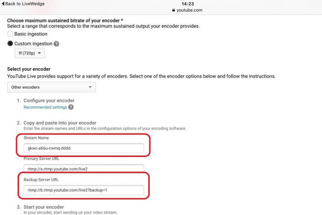 How To Broadcast To A YouTube Live Backup Server | LiveWedge Online Manual